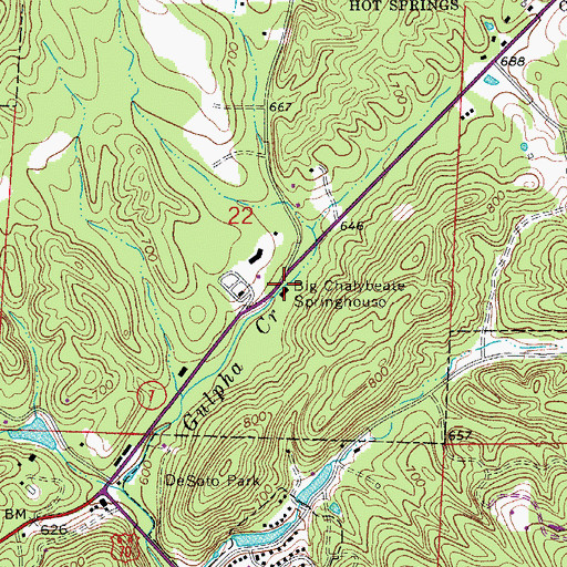 Topographic Map of Big Chalybeate Springhouse, AR