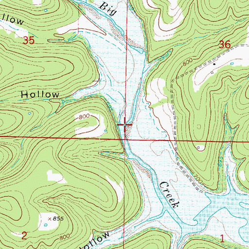 Topographic Map of Big Creek, MO