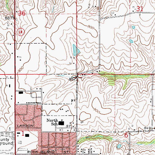 Topographic Map of Marion County, IA