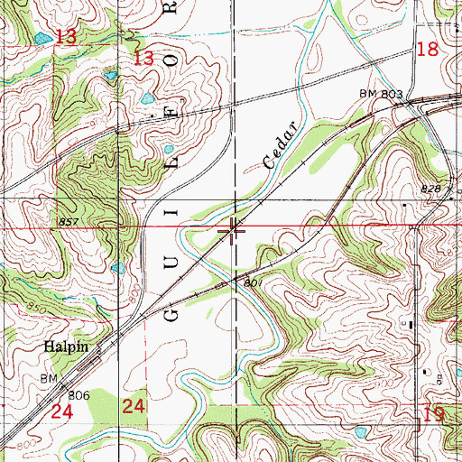 Topographic Map of Monroe County, IA