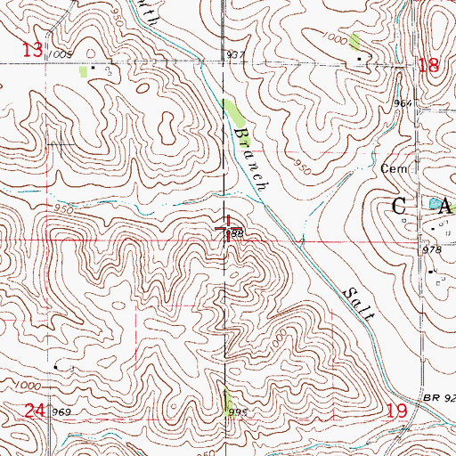 Topographic Map of Tama County, IA