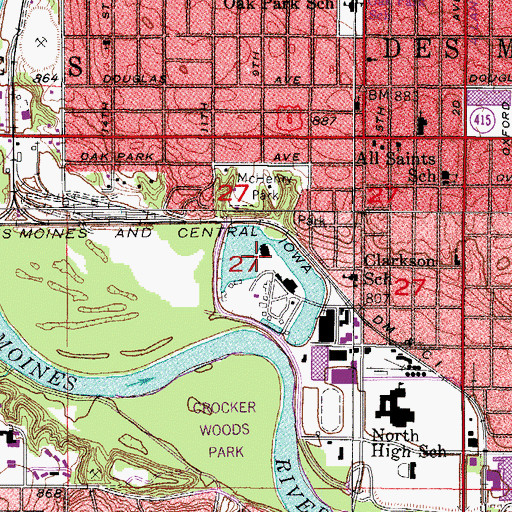 Topographic Map of Riverview Park, IA