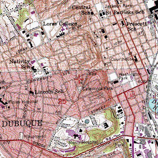 Topographic Map of Bluff Side Park, IA