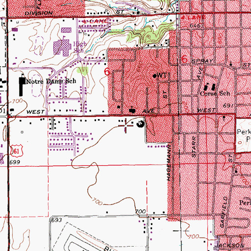 Topographic Map of Clark Field House, IA