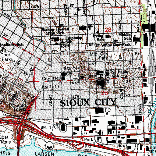 Topographic Map of First Presbyterian Church, IA