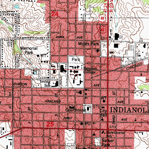 Topographic Map of Simpson College, IA