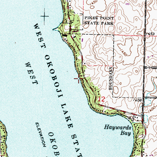 Topographic Map of Fairoak Beach, IA
