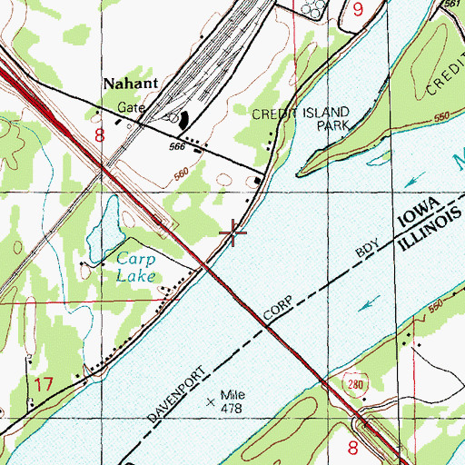Topographic Map of Rockingham (historical), IA