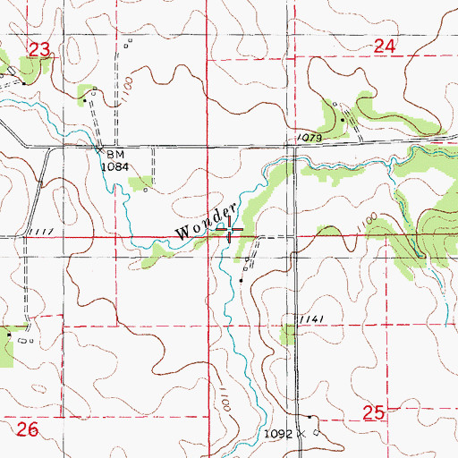 Topographic Map of South Wonder Creek, IA