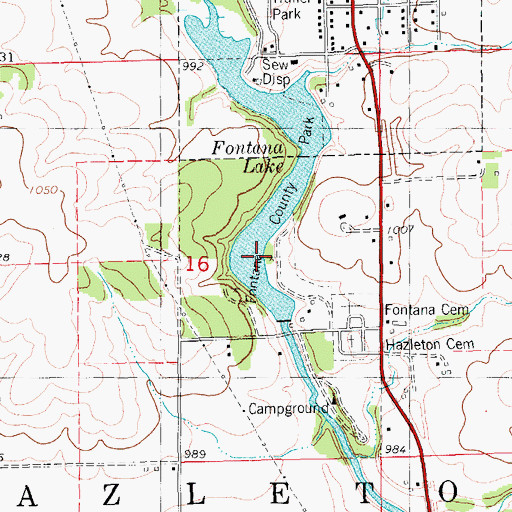 Topographic Map of Lake Oelwein, IA