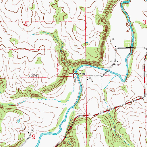 Topographic Map of Upper Branch Yellow Creek, IA