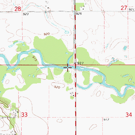 Topographic Map of Freddeke Creek, IA