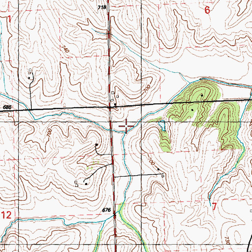 Topographic Map of South Fork Lost Creek, IA