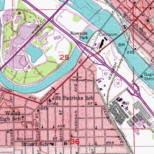 Topographic Map of Pickwick, IA