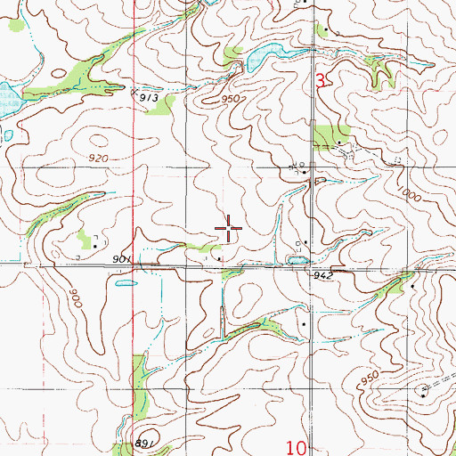 Topographic Map of Oakwood Station (historical), IA