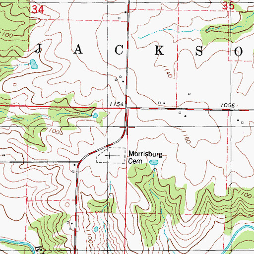 Topographic Map of Morrisburgh (historical), IA