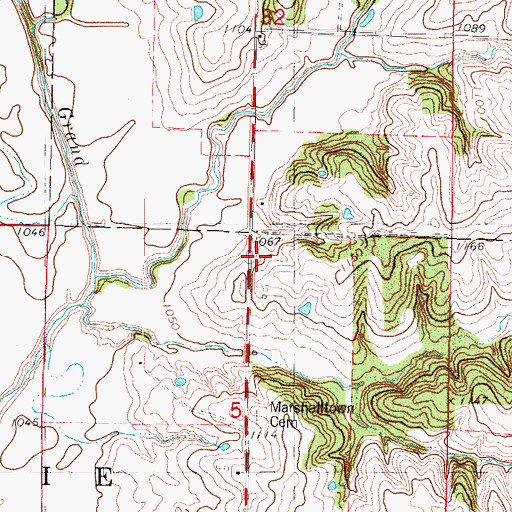 Topographic Map of Marshall (historical), IA