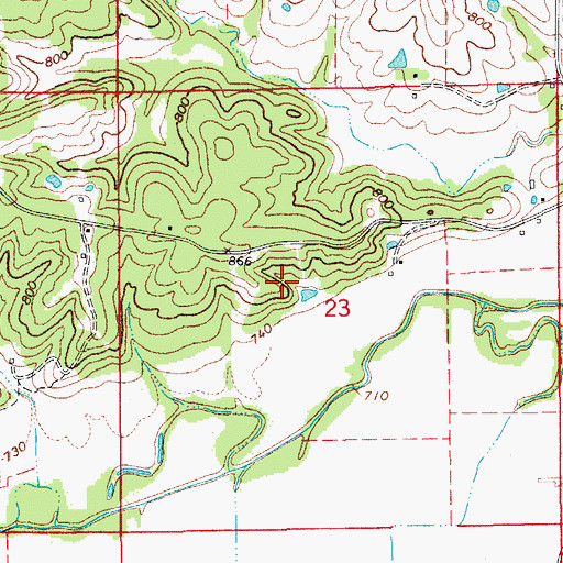 Topographic Map of Oak Spring, IA