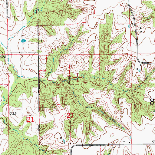 Topographic Map of Business Corners (historical), IA