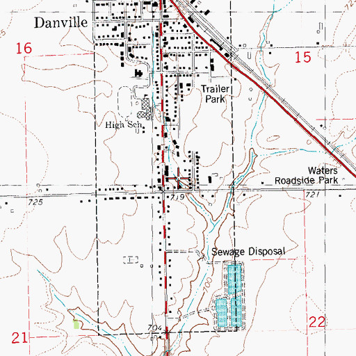 Topographic Map of Danville Center, IA