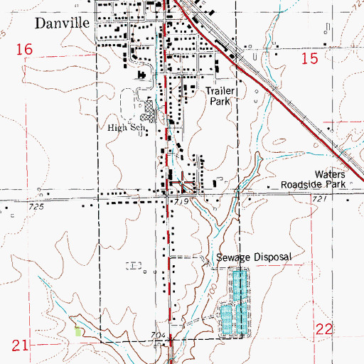 Topographic Map of Danville Center, IA