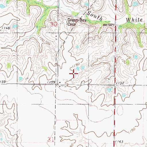 Topographic Map of Green Bay (historical), IA