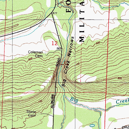 Topographic Map of Big Creek Narrows, AR