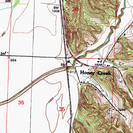 Topographic Map of Honey Creek Station (historical), IA
