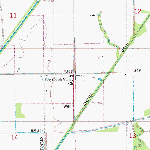Topographic Map of Big Creek Valley Church, AR