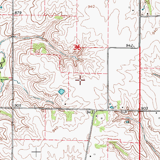 Topographic Map of Greenbush, IA