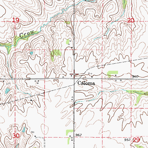 Topographic Map of Caloma, IA