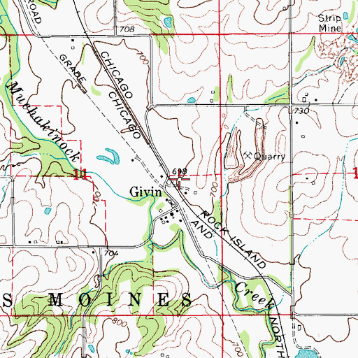 Topographic Map of Given Station, IA