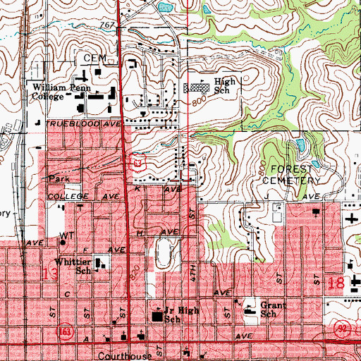 Topographic Map of Iowa Union College, IA