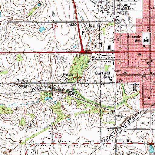 Topographic Map of Oskaloosa College (historical), IA