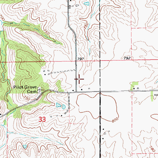 Topographic Map of Pilotsburg, IA