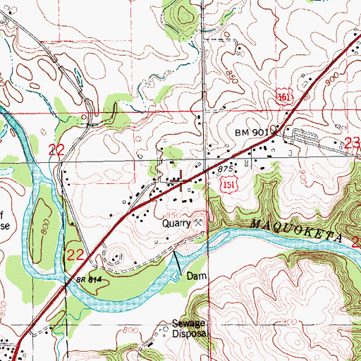 Topographic Map of East Monticello, IA