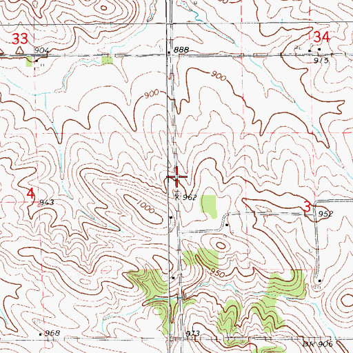 Topographic Map of Geneva, IA