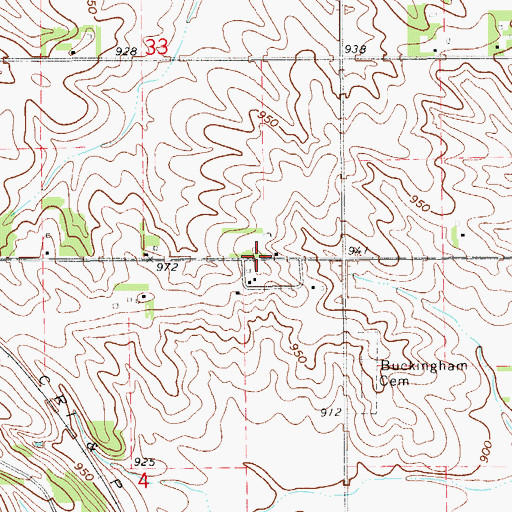 Topographic Map of Buckingham (historical), IA