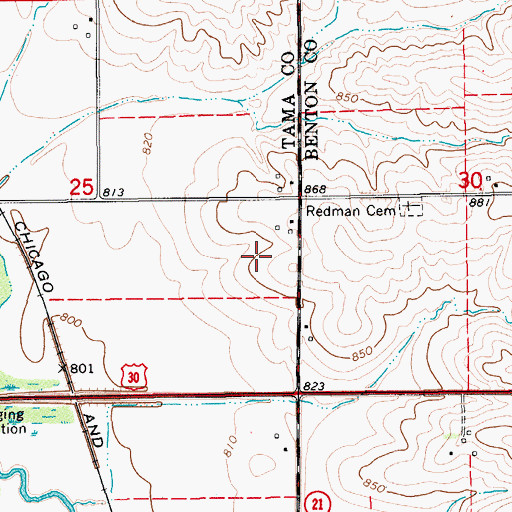 Topographic Map of Redman (historical), IA