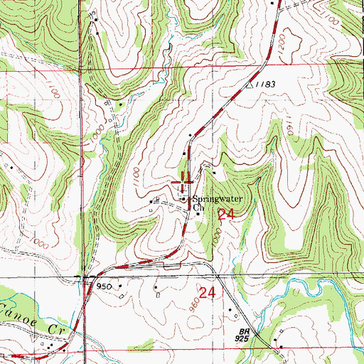 Topographic Map of Springwater, IA