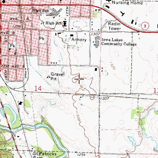 Topographic Map of First Presbyterian Church, IA