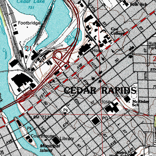 Topographic Map of Iowa Masonic Library, IA