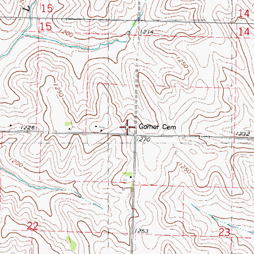 Topographic Map of Gomer Cemetery, IA