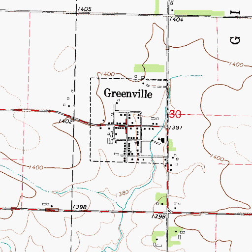 Topographic Map of Greenville, IA