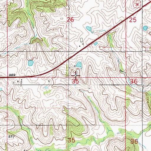 Topographic Map of Happy Hollow School, IA