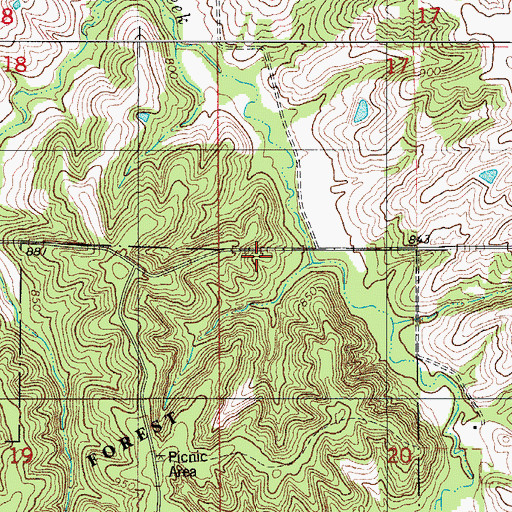 Topographic Map of Liberty School, IA