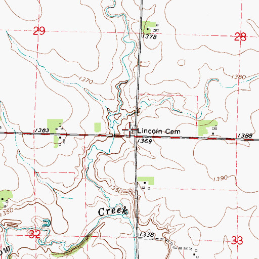 Topographic Map of Lincoln Cemetery, IA