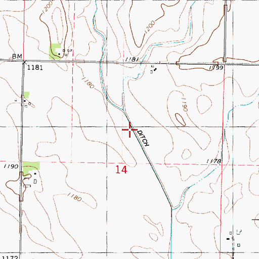 Topographic Map of Ditch Number Sixty-One, IA