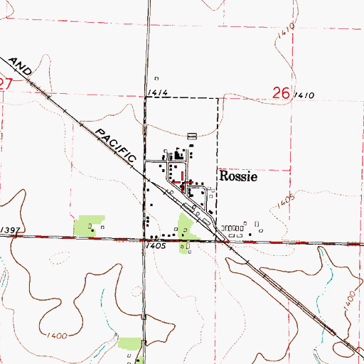 Topographic Map of Rossie, IA