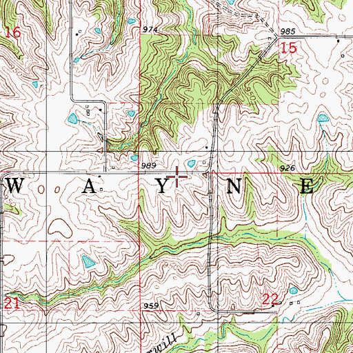 Topographic Map of Wayne Center School, IA
